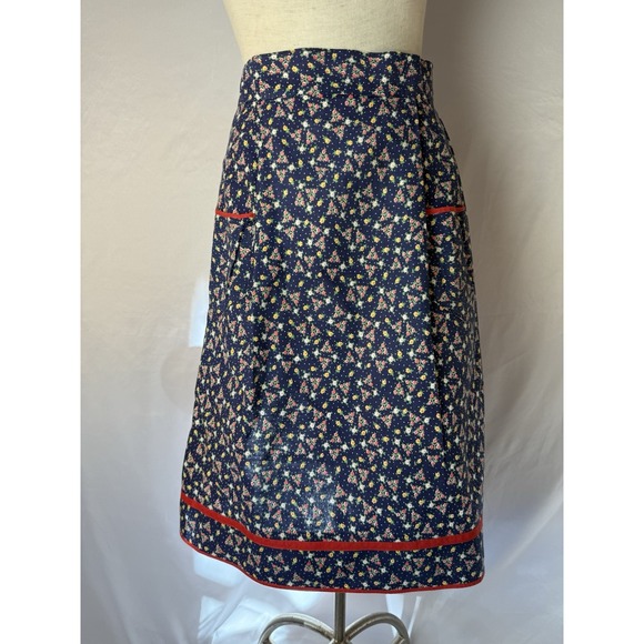 Handmade Other - VTG‎ 1/2 Apron Pocket Red Blue Yellow Floral Retro Feed Sack Cottage Farmhouse